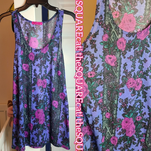 Betsey Johnson 🌌 vintage rose garden semi sheer sleeveless tunic / mini dress🌹 - Picture 3 of 7